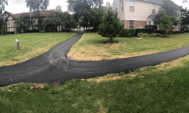 asphalt path in neighborhood