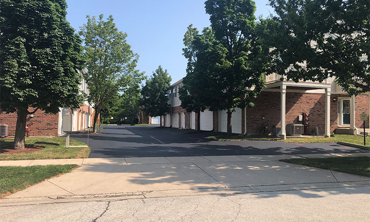 driveway in front of townhomes