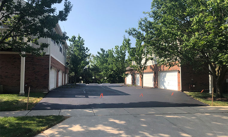 driveway in front of townhomes