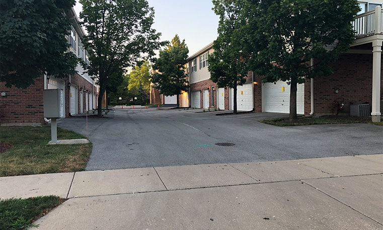 driveway in front of townhomes