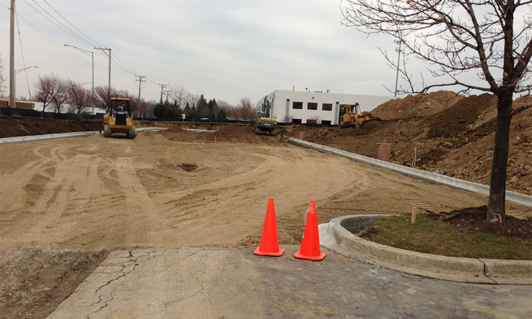 empty parking lot at construction site