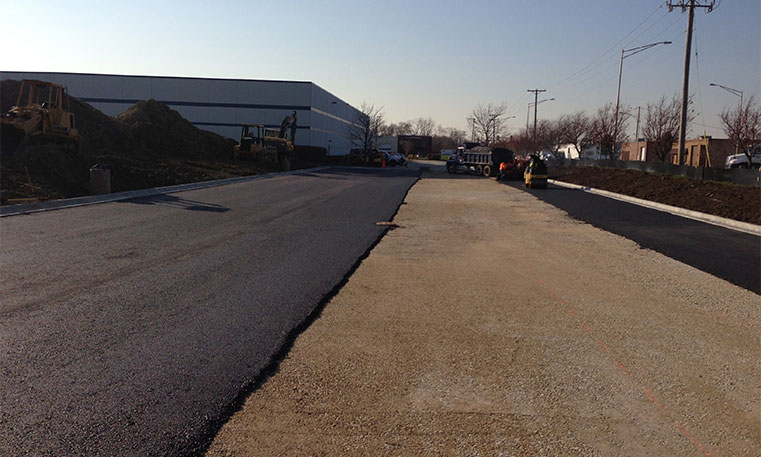 finished asphalt at construction site