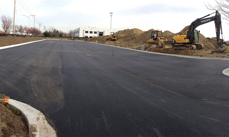 finished asphalt at construction site