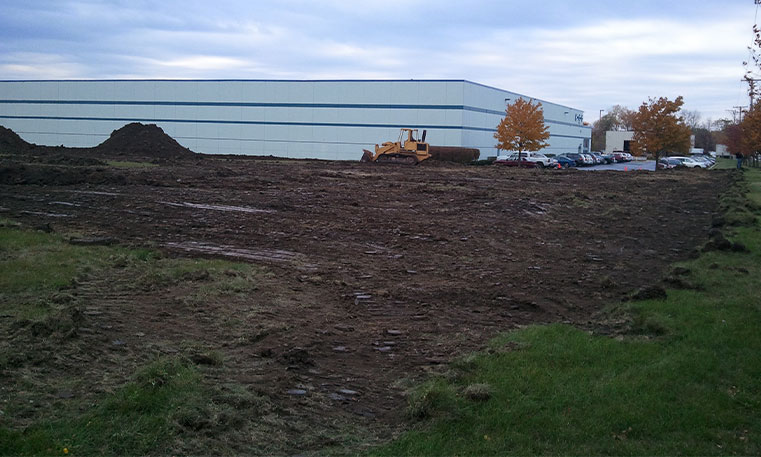 dug up parking lot during construction