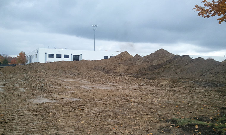 lot with gravel during construction process