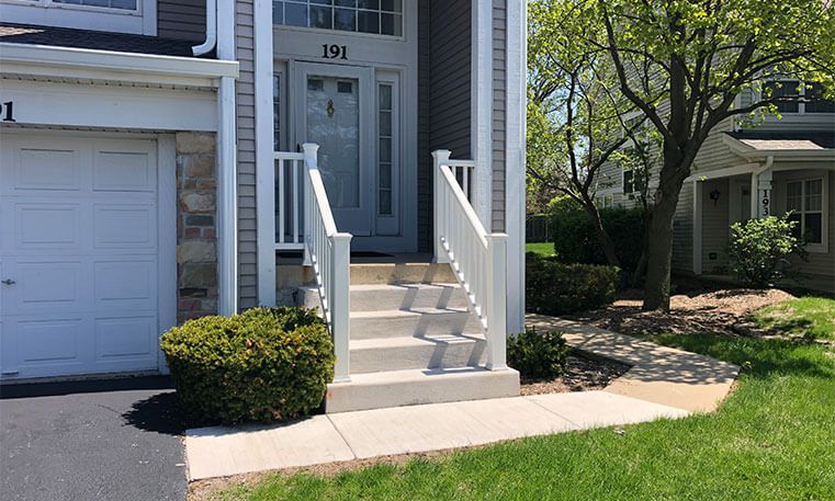 townhome with new sidewalk concrete