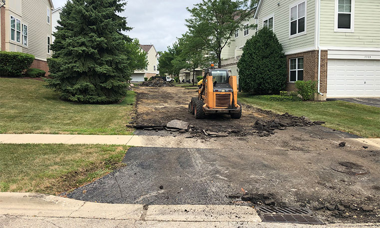 townhome driveway during replacement