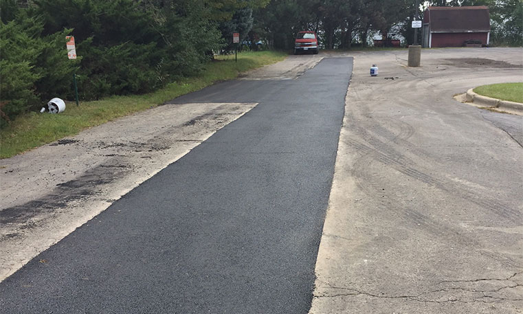 finished asphalt patching in parking lot