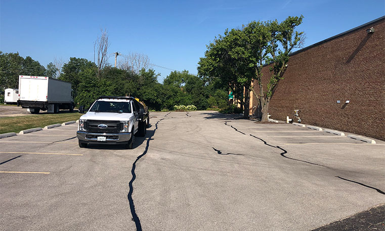 parking lot with sealcoating marks