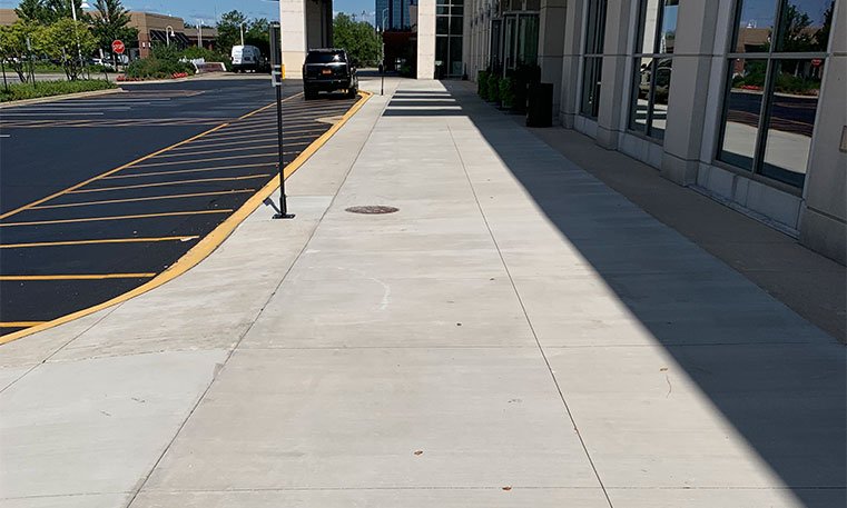 finished sidewalk in front of the westin hotel