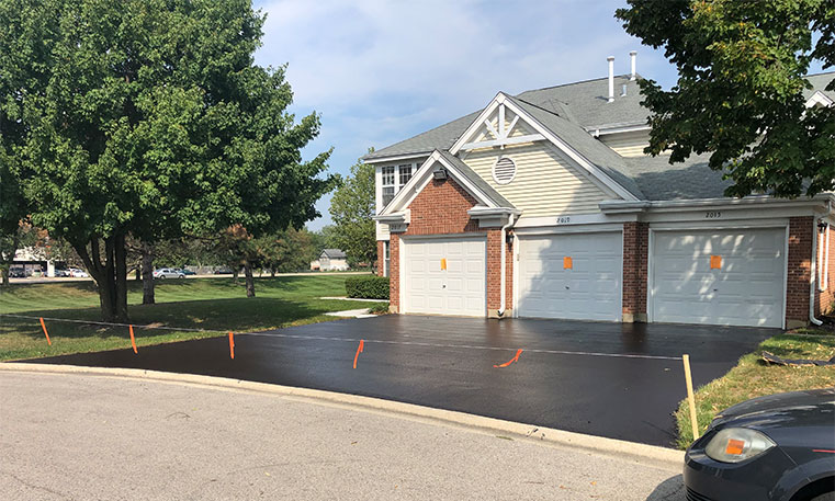 recently sealcoated home driveway