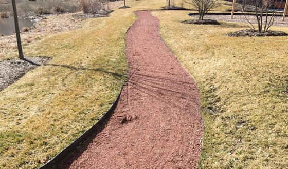 damaged walkway outside of condo buildings